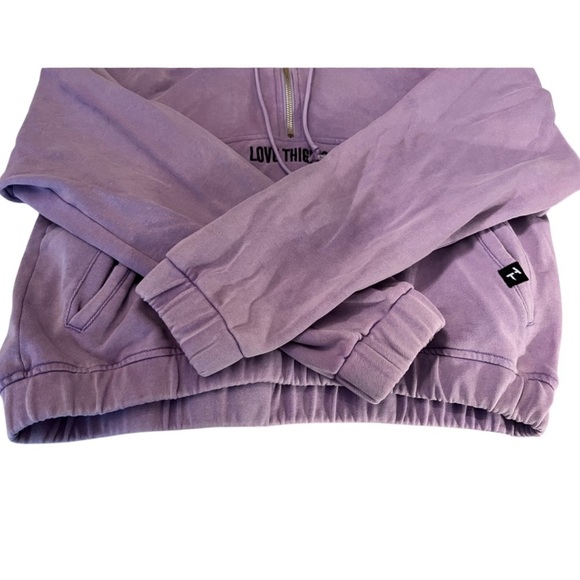 LOVE THIGH SELF Lilac Acid Wash Crop Zipper Hoodie - size XL - Picture 11 of 12